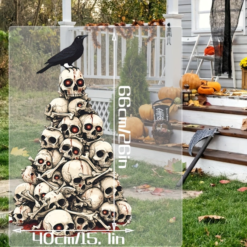 Halloween Skull Pile Yard Stake Outdoor Decor-4