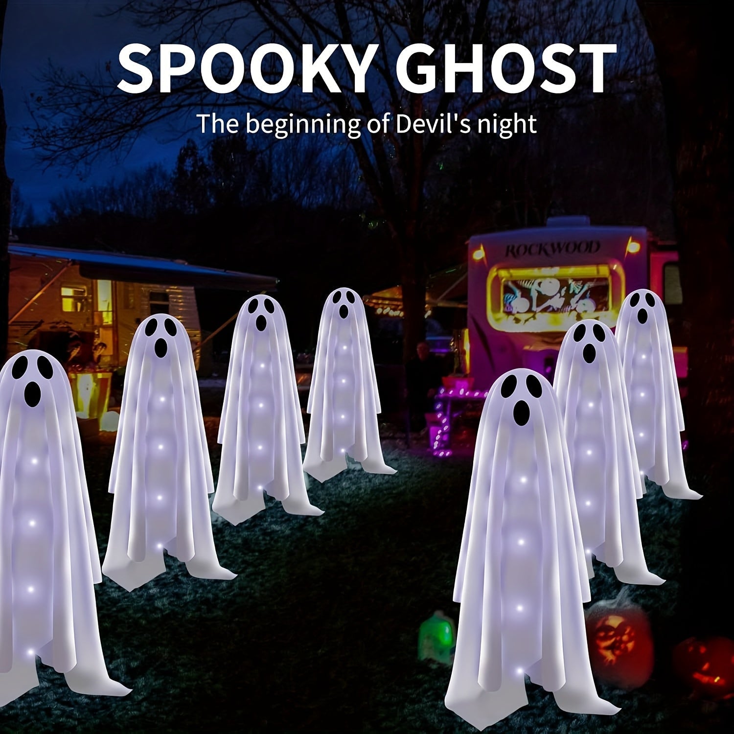 Halloween Garden Lights Solar Ghost LED Decor Set-2