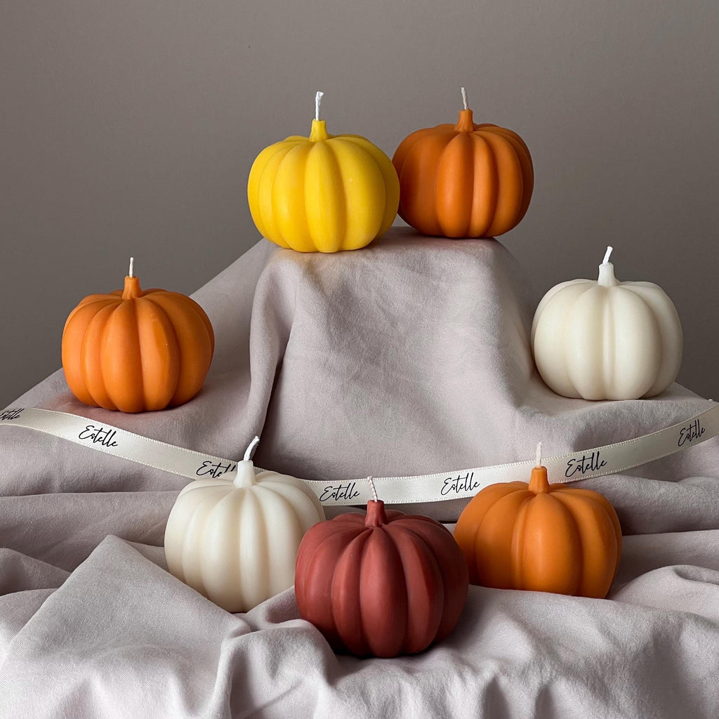 Handmade Pumpkin Soy Wax Candle: Autumn Halloween Decor-0