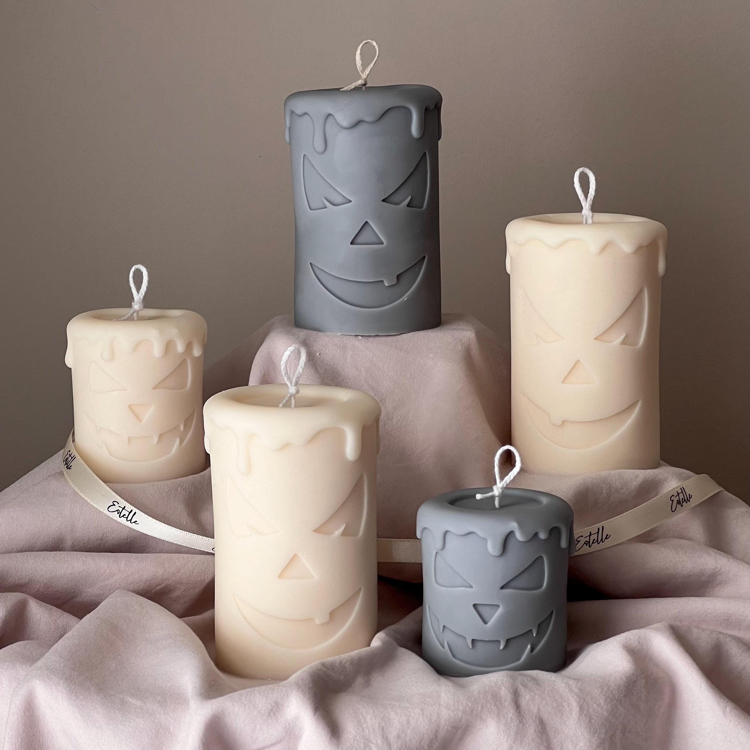 Handmade Scary Pumpkin Face Soy Candle | Halloween Decor-0