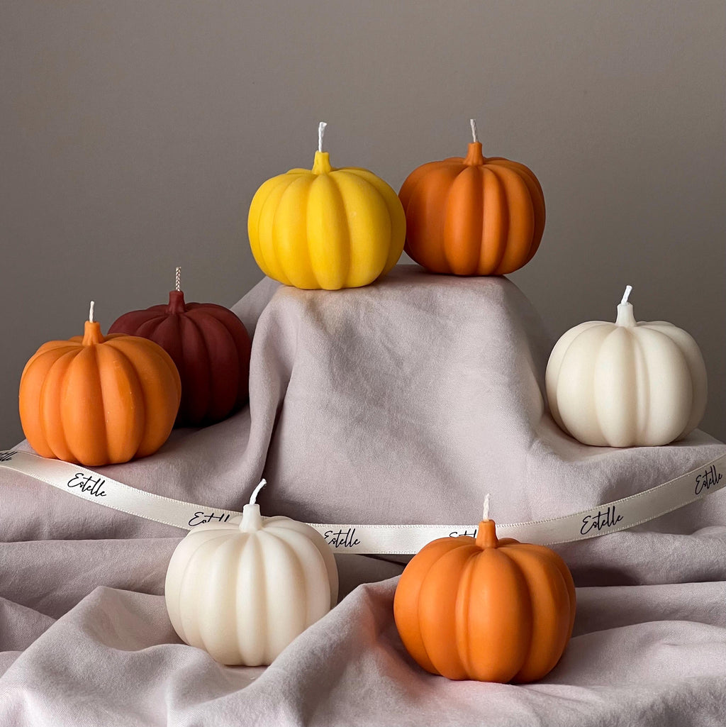 Handmade Pumpkin Soy Wax Candle: Autumn Halloween Decor-4