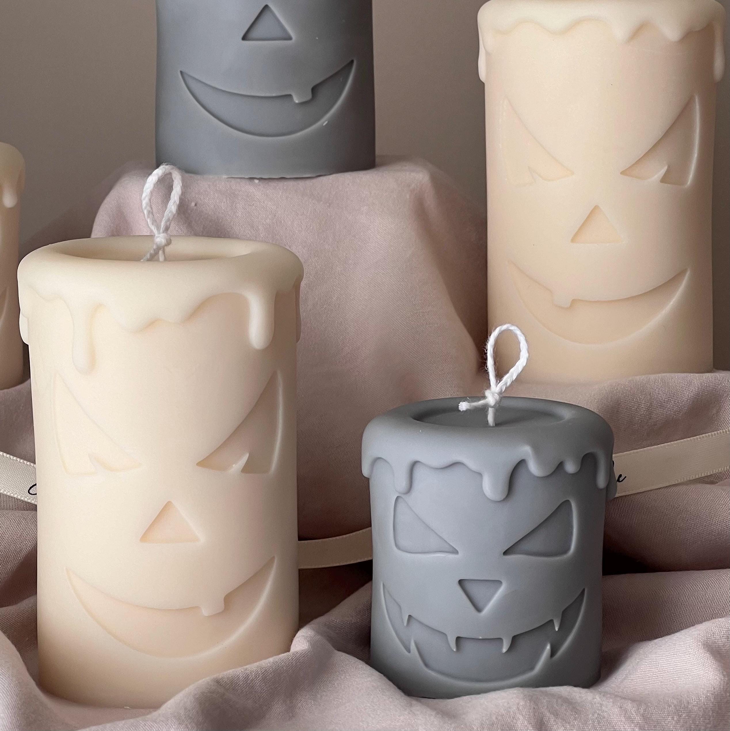 Handmade Scary Pumpkin Face Soy Candle | Halloween Decor-1