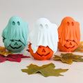Halloween Decor Pumpkin and Ghost Figurine, Cute Handmade Halloween Ornament-0