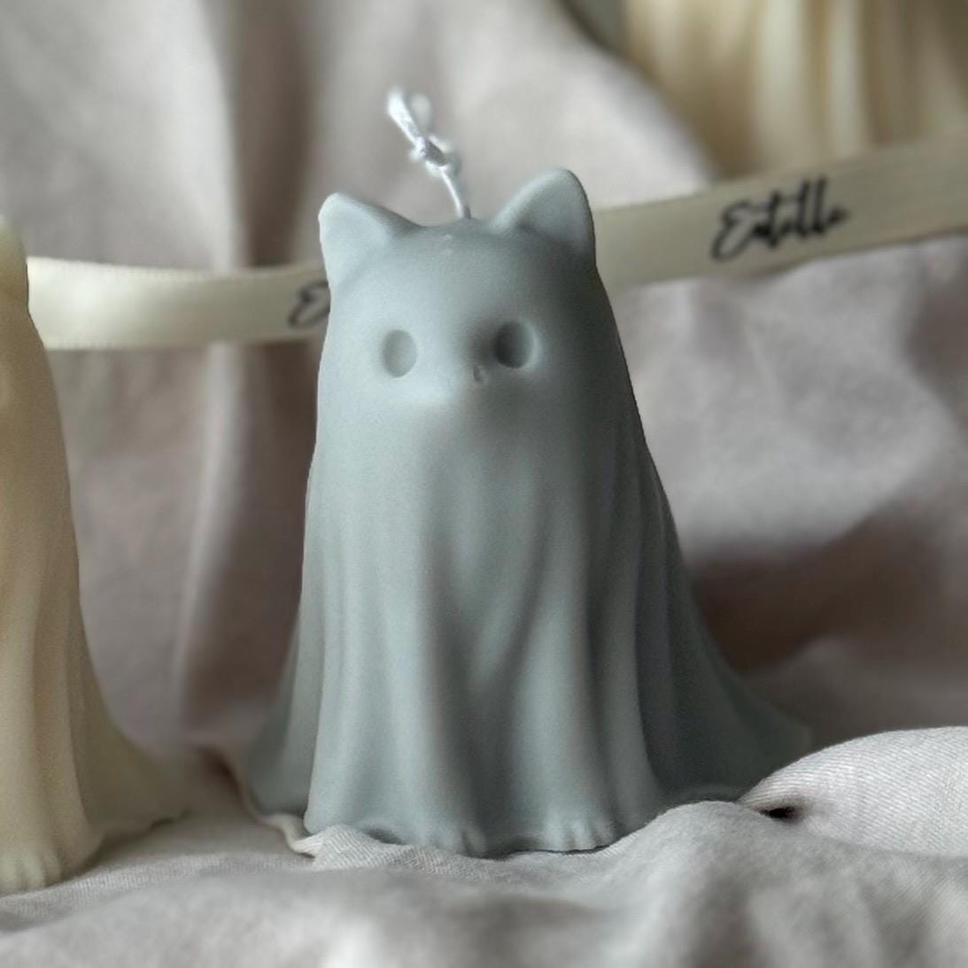 Halloween Cat & Dog Ghosts Candle Duo: Hand-Poured Soy Wax Sculptural Candles-1