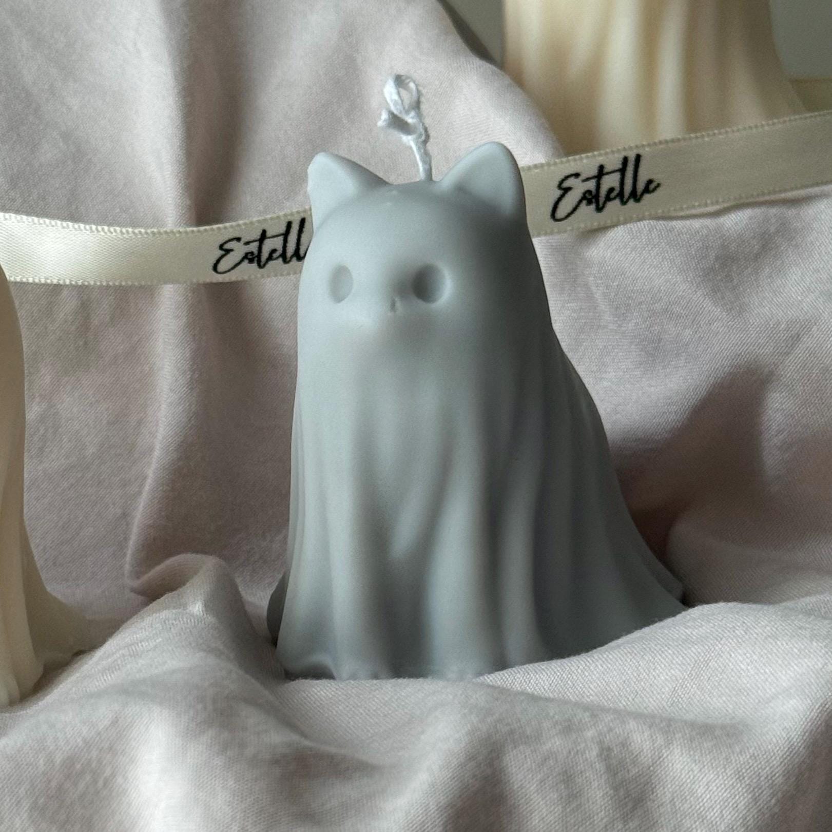 Halloween Cat & Dog Ghosts Candle Duo: Hand-Poured Soy Wax Sculptural Candles-3