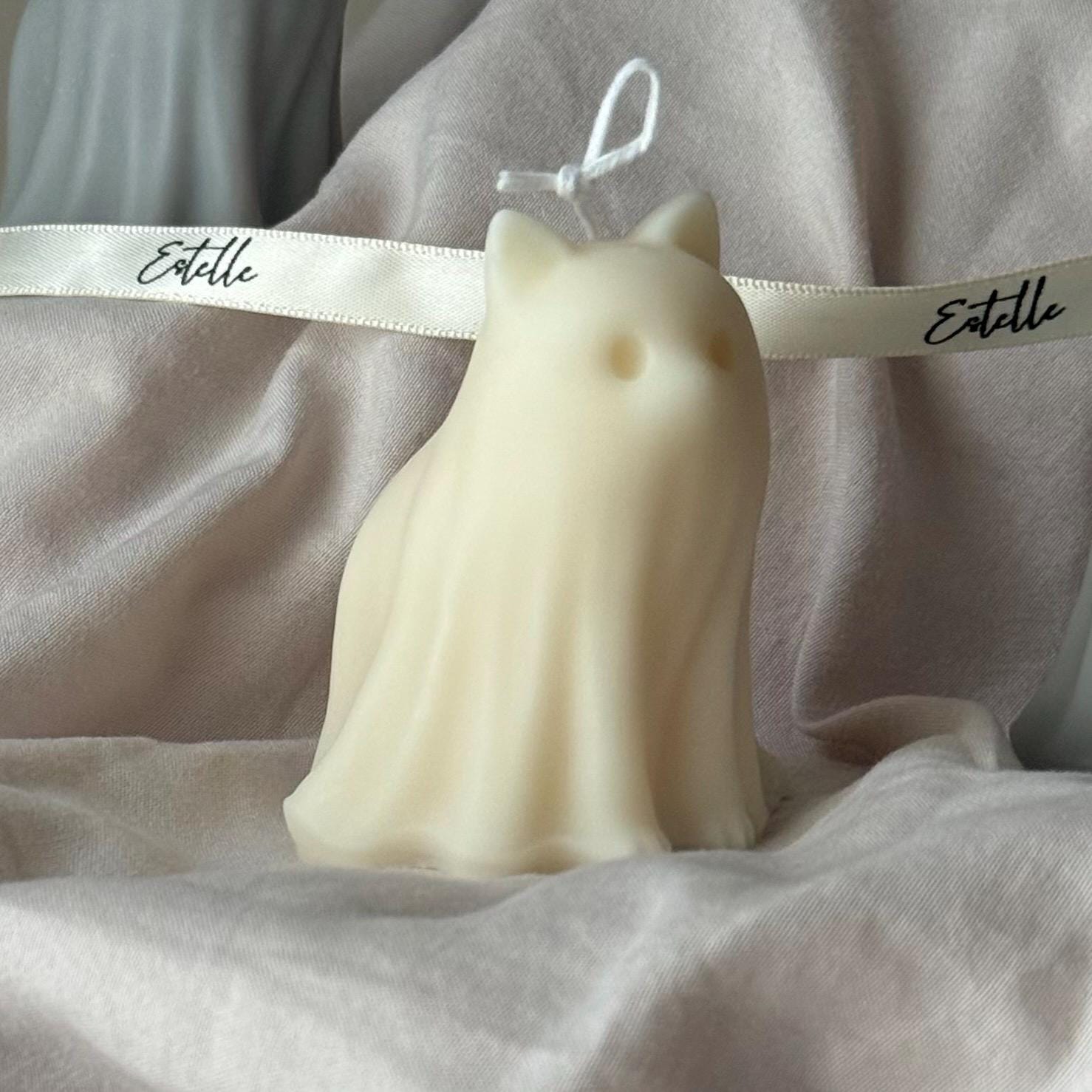 Halloween Cat & Dog Ghosts Candle Duo: Hand-Poured Soy Wax Sculptural Candles-4