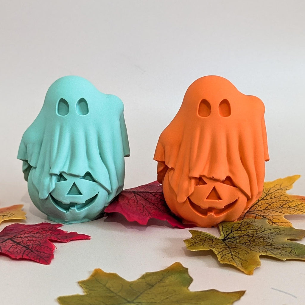 Halloween Decor Pumpkin and Ghost Figurine, Cute Handmade Halloween Ornament-1