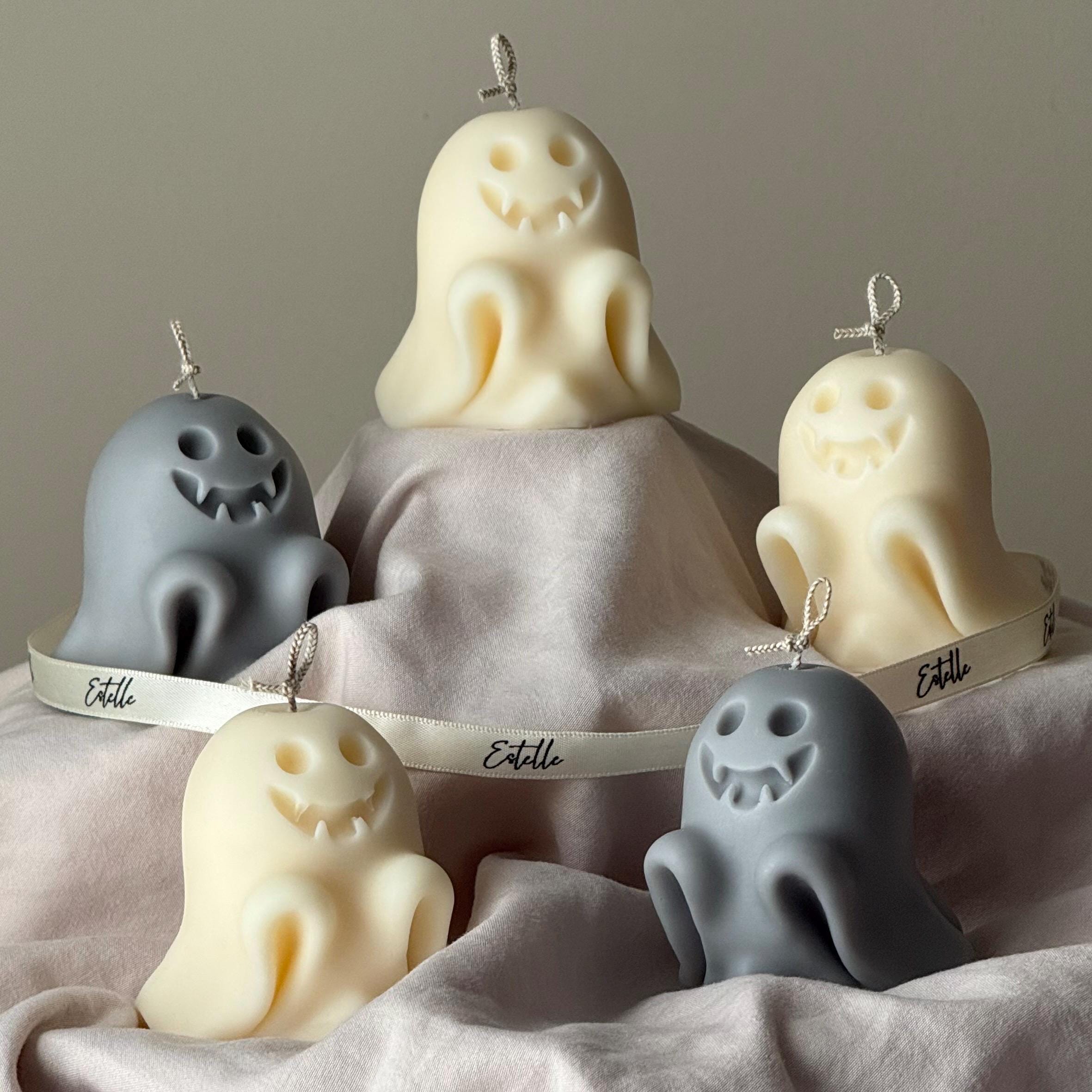 Handmade Ghost Soy Candle: Halloween Decor-0