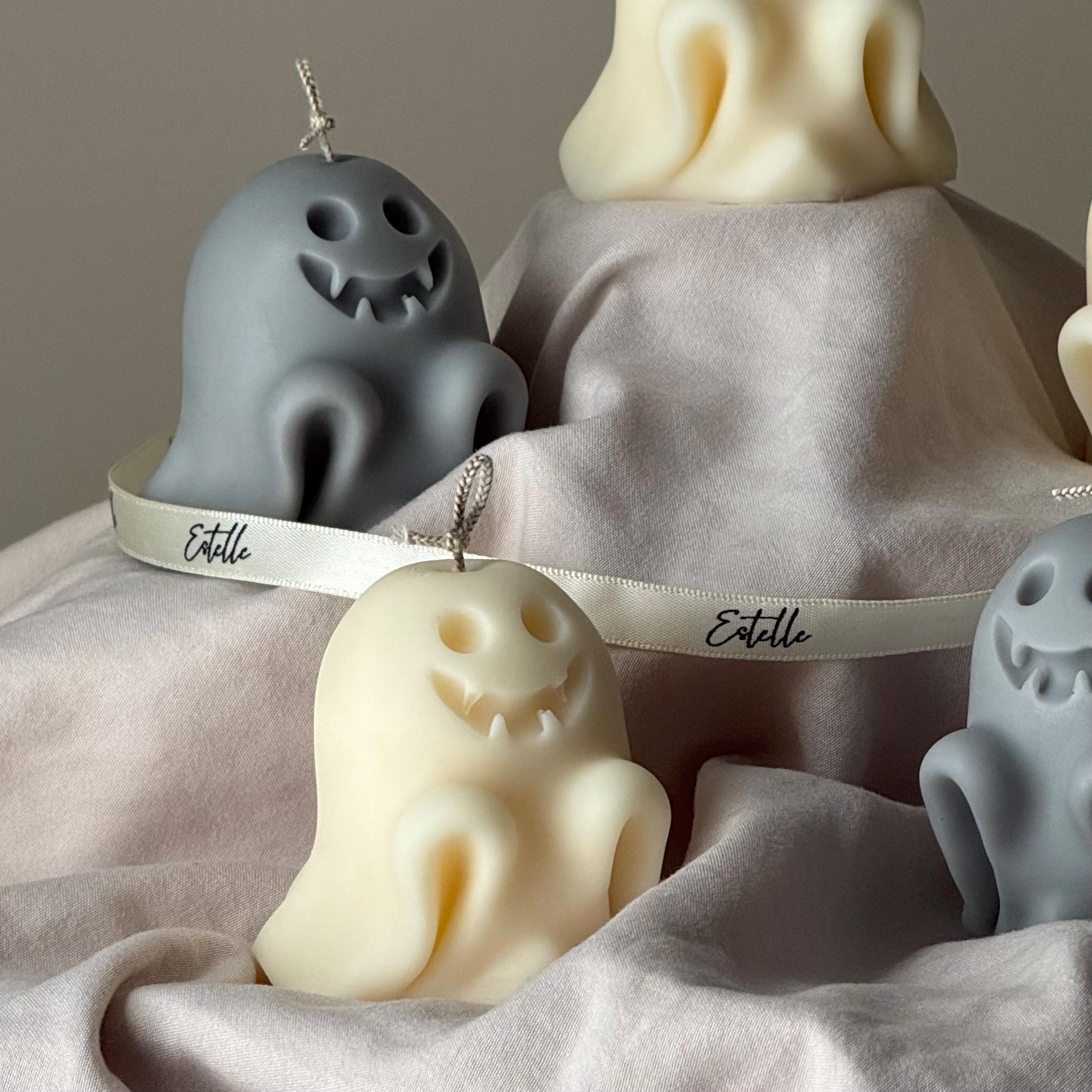 Handmade Ghost Soy Candle: Halloween Decor-1