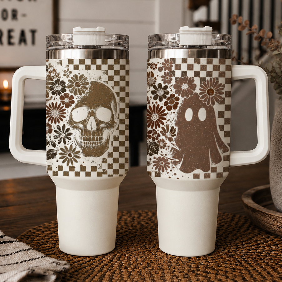 Retro Ghost + Skull 40oz-0